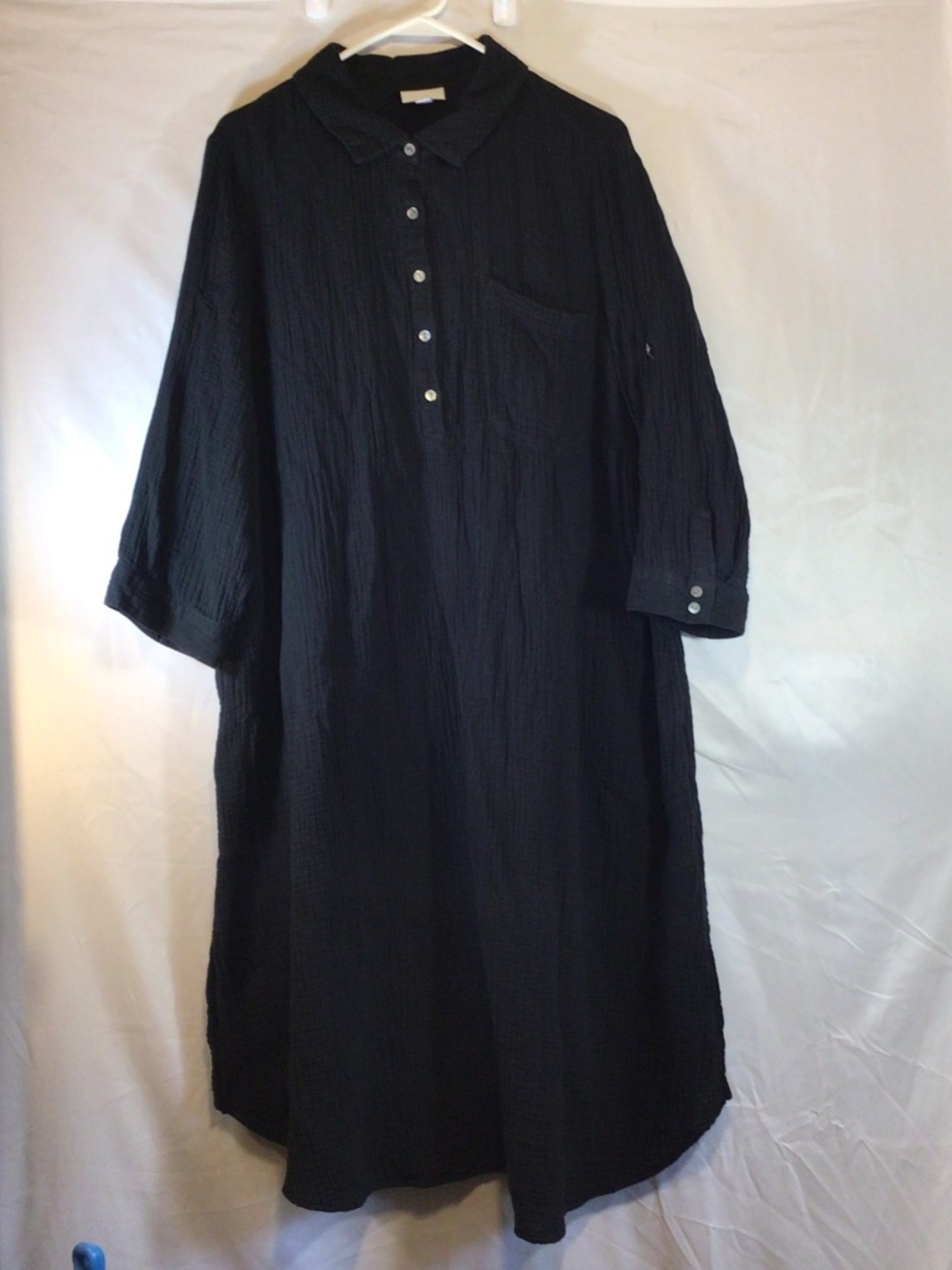 j jill women shirt dress XLP black 3/4 sleeves lagenlook artsy boho modest
